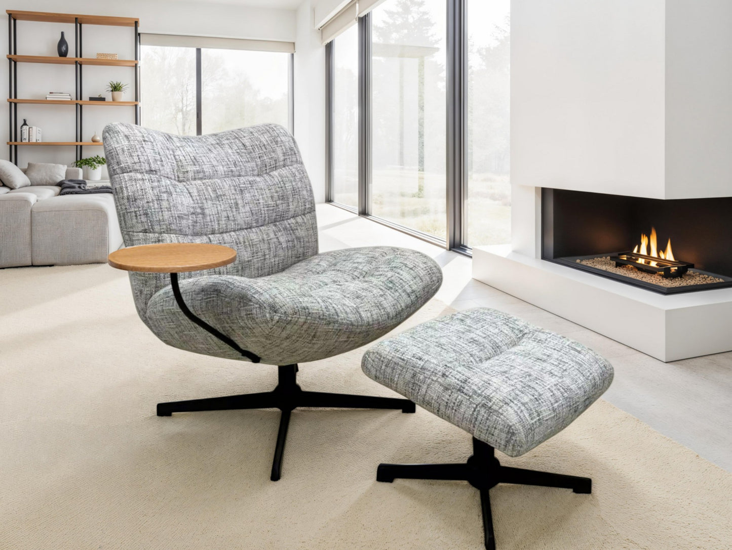 AROLA Loungesessel inkl. Hocker und Ablagetisch